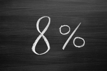 eight percent header written with a chalk on the blackboard